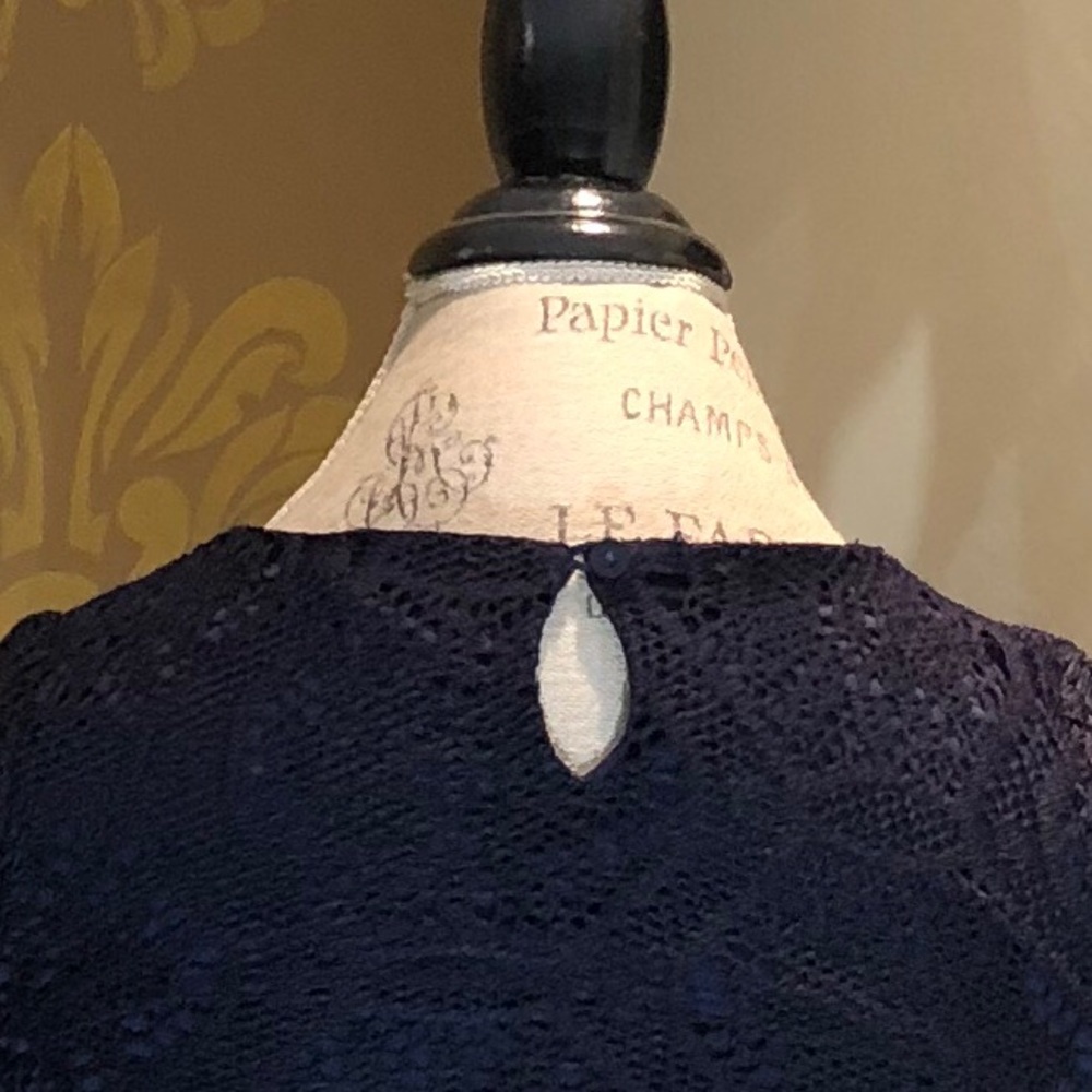 Rare Editions Navy Blue 3/4 Sleeve Lace Dress Sz16 - Picture 4 of 6